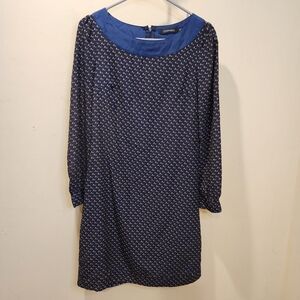 COURAGE.b Navy and Blue Pattered Long Sleeves  Dress Size M
